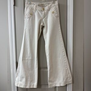 Women's Cream Wide-Leg Jeans